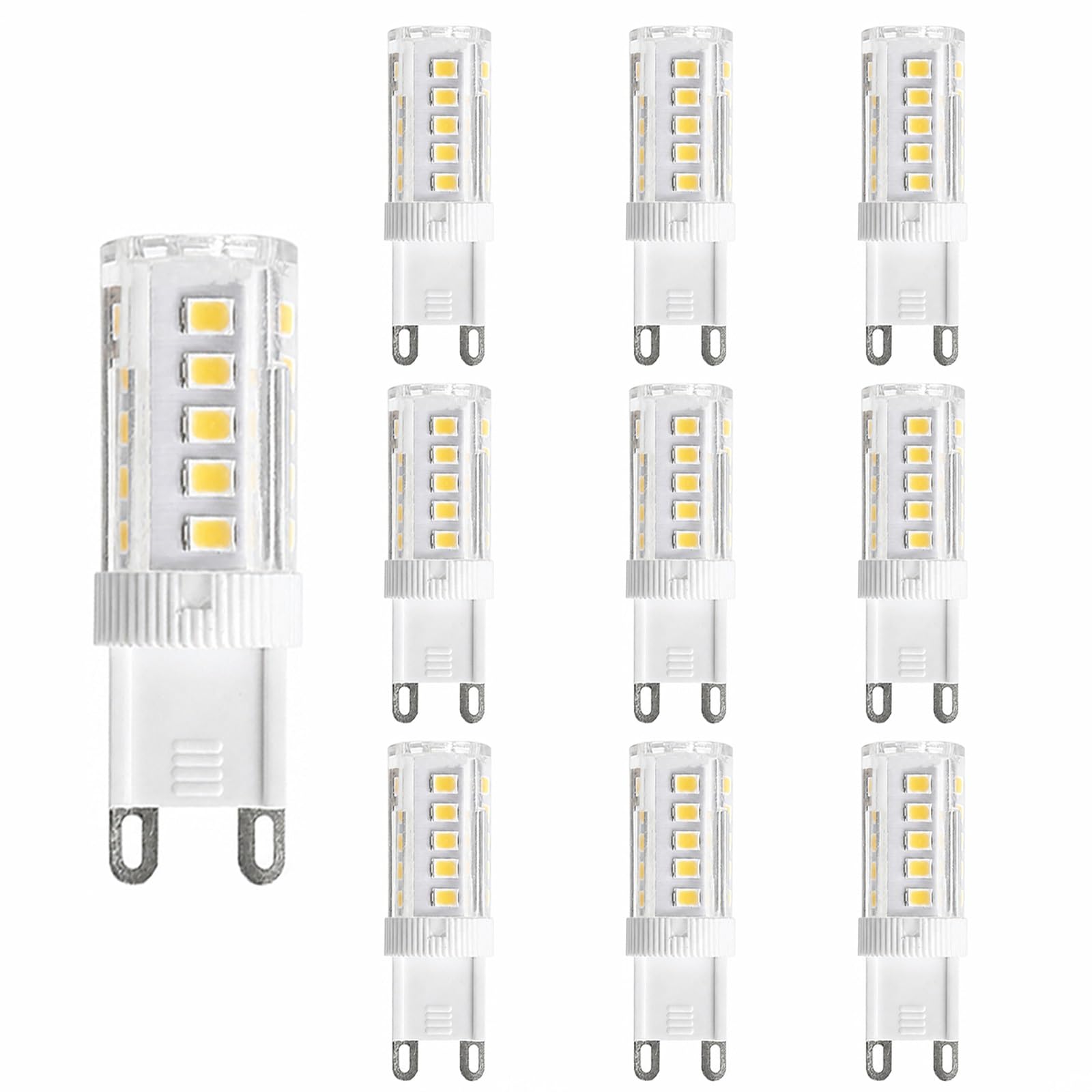 Lampadina LED a Mais G9 3W Equivalente 24W Risparmio Energetico Alta Luminosità Anti-Sfarfallio CRI>80 Non Dimmerabile per Camera da Letto Soggiorno Cucina Corridoio(Warm white 3000K,10 Pack)