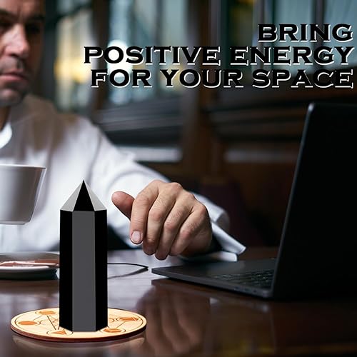 Miniatura 5 de CASMON Varitas de cristal curativo grandes de 3.9-4.3 pulgadas (3.9-4.3 in), piedra de torre de cristal de obelisco de obsidiana negra natural, 6