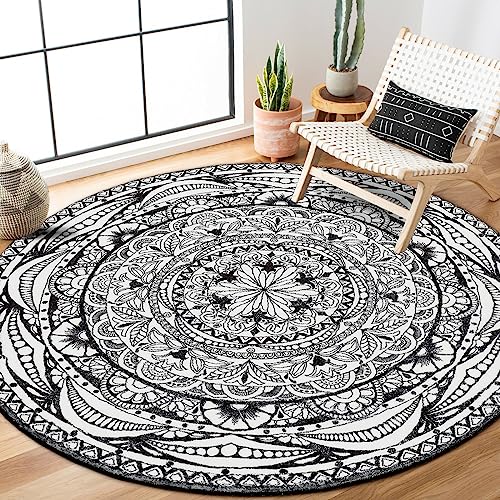 Hebe 4 Ft Boho Round Rug For Bedroom Living Room Circle Bohemian Area Rug Washable Mandala Accent Throw Rugs Non Slip Soft Floor Mat Carpet For Living Room Sofa Bath Room Nursery #TOP11