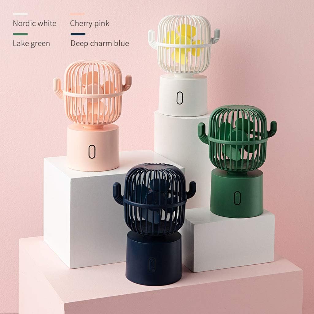 Cactus Mini Handheld Table Rechargeable 80 Degree Auto Rotation 3 Speeds for Room Home Office Outdoor Travel Cactus Desktop Fan