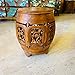 SGABELLO ETNICO BOTTE POUF lN LEGNO TEAK MASSELLO ARTIGIANALE ROTONDO INTAGLI FLOREALI ORIENTALE (Copia)