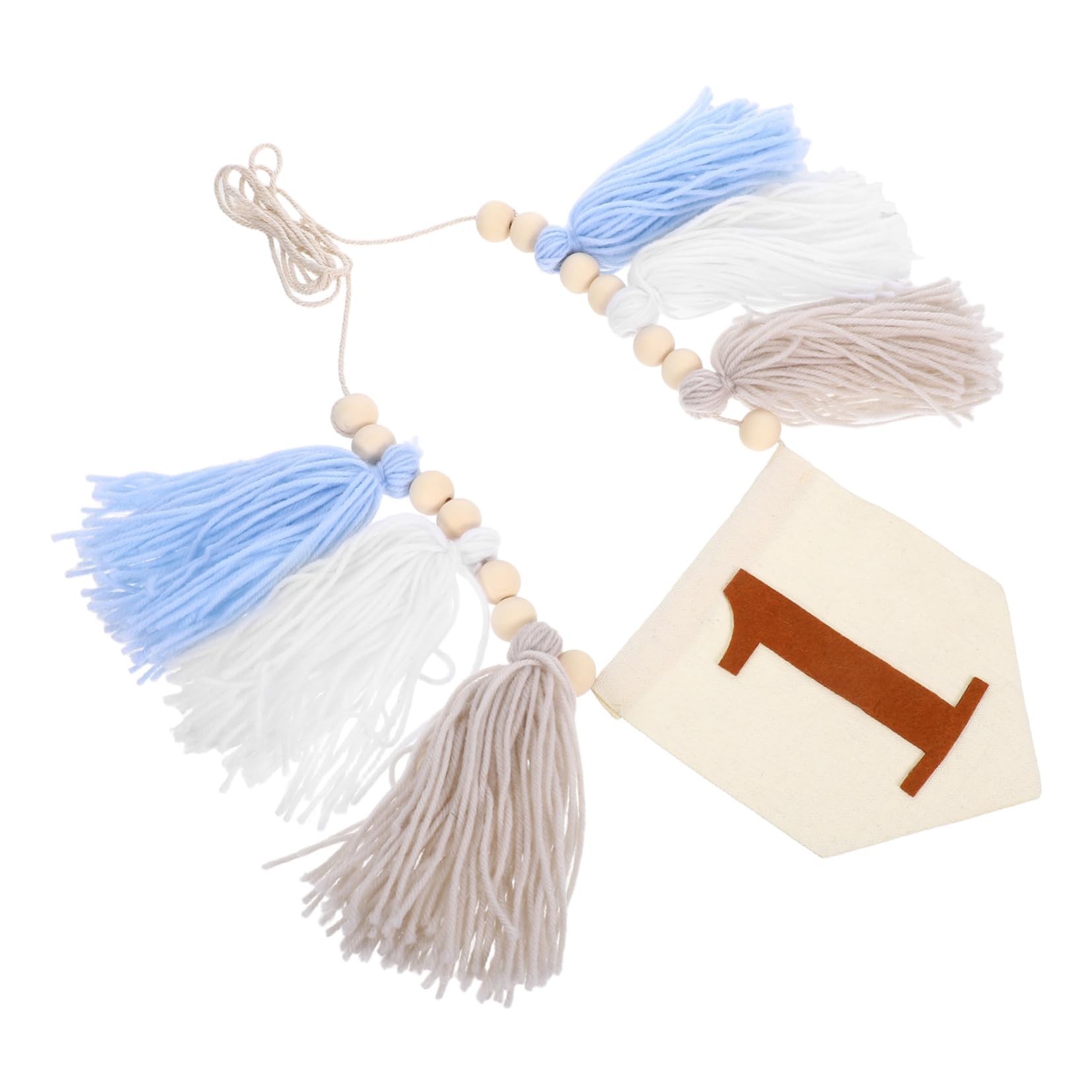 Bannière Chaise Haute 1 An en Perles de Bois et Laine Premium Boho