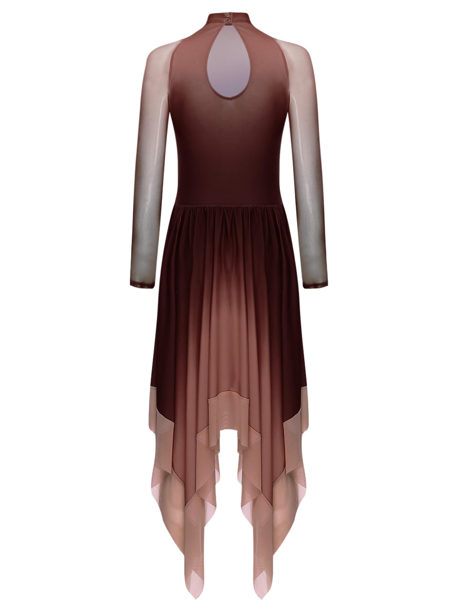 Vestido De Patinaje Artístico Mujer Bodysuit Danza Latina Tango Falda de Malla Dobladillo Irregular Vestido De Baile Lírico