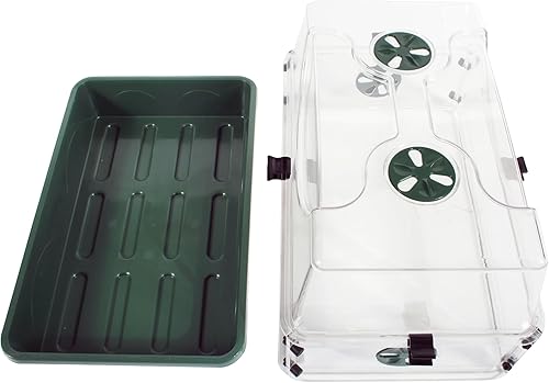 Miniatura 3 de EarlyGrow propagador domado mediano para semillas y hierbas con extensión de altura lateral ventilada y juego de clip de seguridad, verde