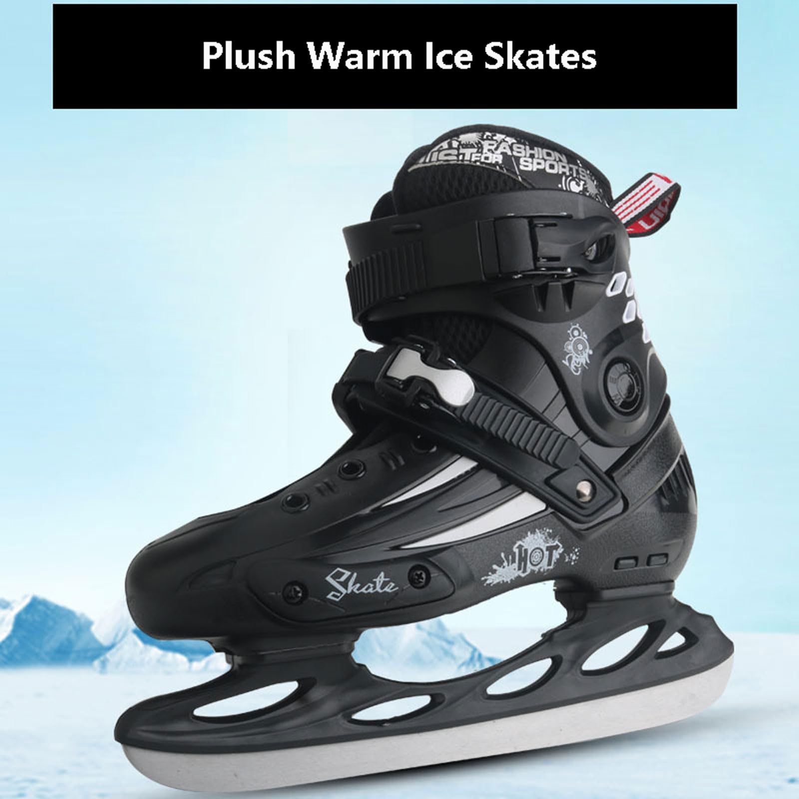 Patins À Glace Femmes Hommes jeunes,Patins À Glace en Acier Inoxydable,Patins À Glace avec Système De Laçage Rapide Et Boucle À Poussoir pour Un Maintien Sûr,Confortable et respirant,Größe 34-45