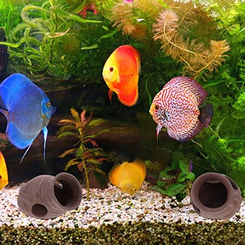 Balacoo 3PCS Aquarium Stone Fish Hideaway Ornament Cichlid Shrimp Breeding Hiding Cave Betta Cave Hideaway Tunnel Rock for Amano Shrimp Cichlid Bonsai Brown