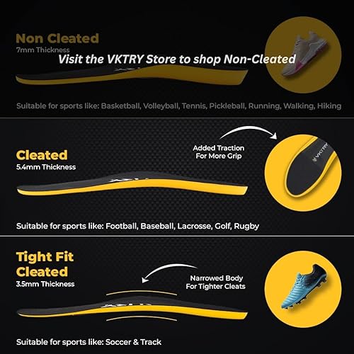 Miniatura 2 de VKTRY Plantillas de rendimiento - Gold VKs - Plantillas deportivas con tacos de fibra de carbono que absorben los impactos, explosividad, protección