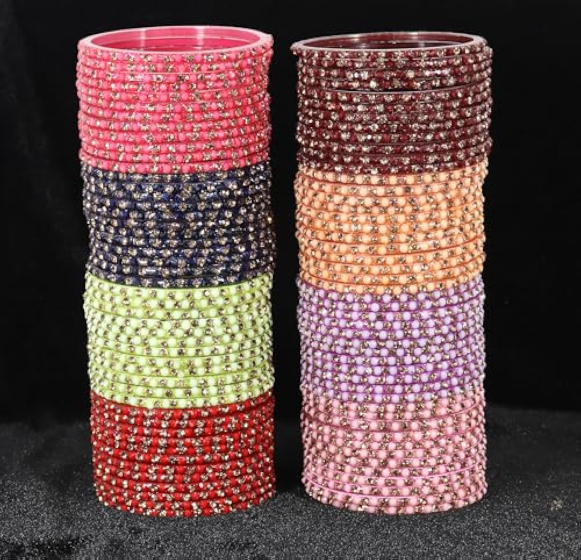 Glass Bangles Set AD Stone Diamond Chudi Bracelet -Combo of 96