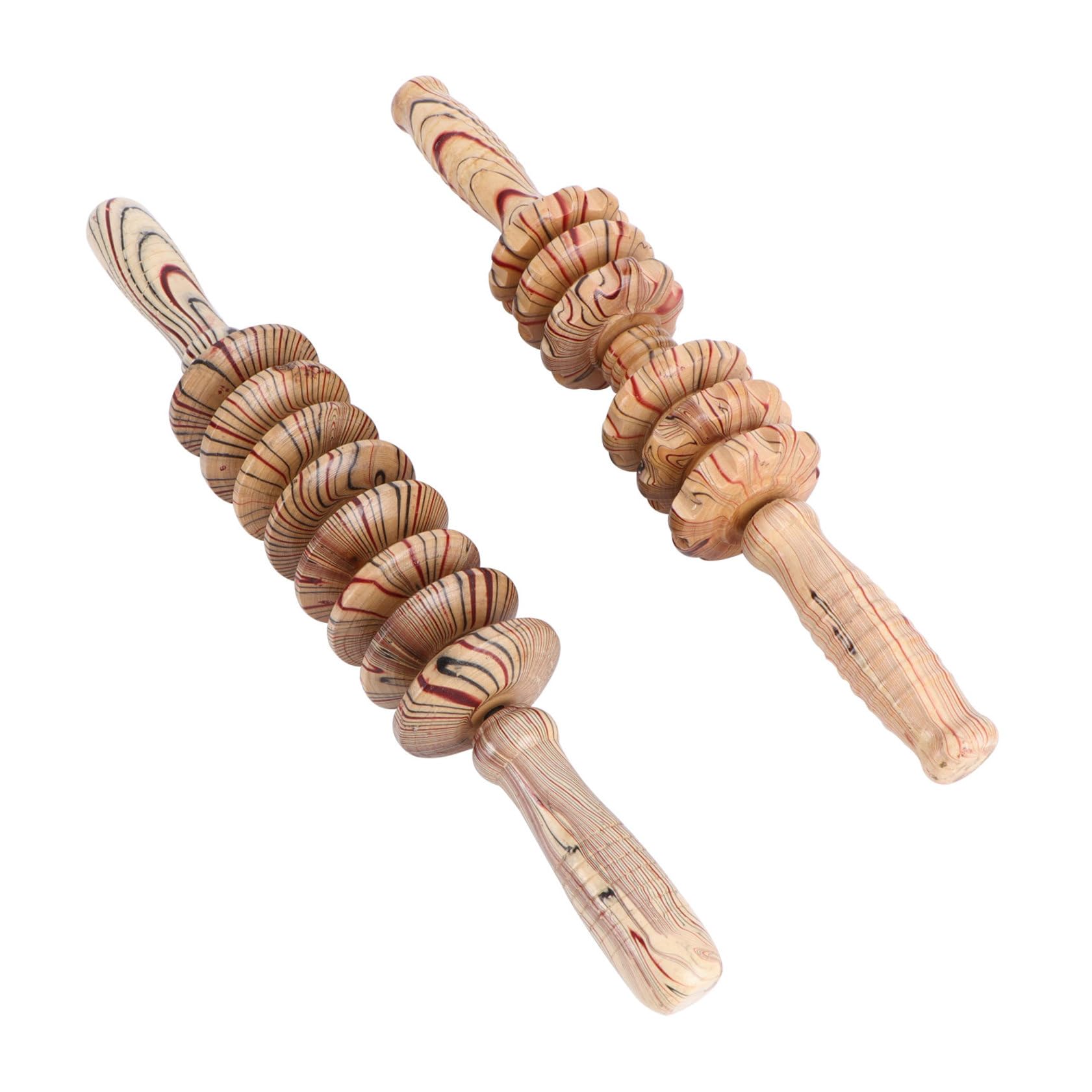 Zwei Stück Holz Massageroller mit Neun Rollen für Bauchmassage