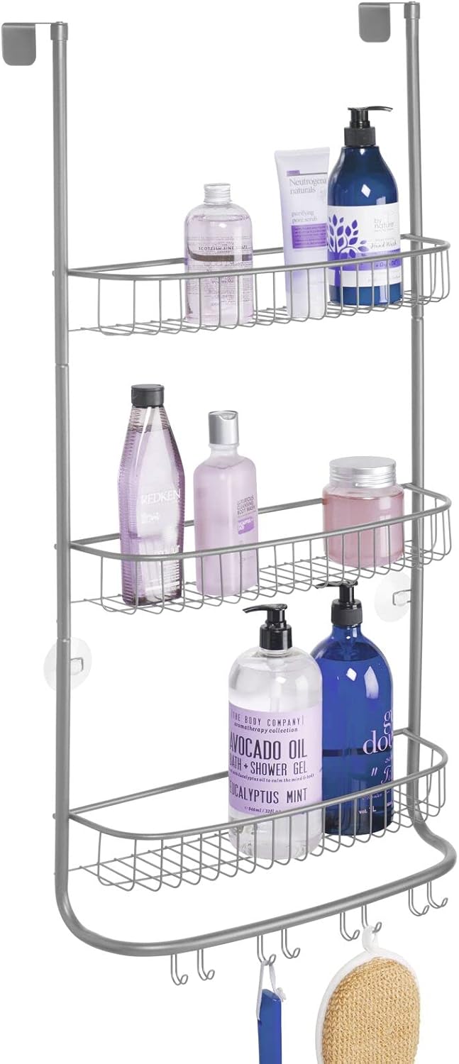 mDesign Shower Hanger Caddy Basket, Metal Bathroom Wall