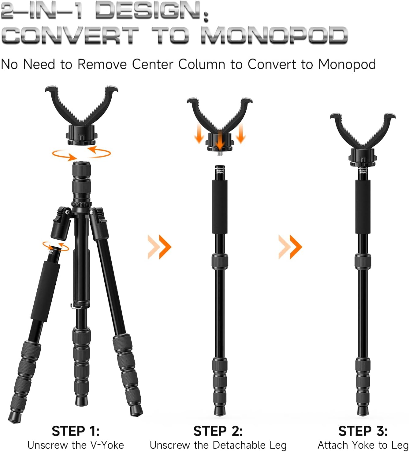 Xaegistac Shooting Tripod for Rifles, 59" Gun Rest with 360° Rotating V Yoke & Detachable Monopod, Lightweight Aluminum Adjustable Height Shooting Stick for Outdoor Hunting