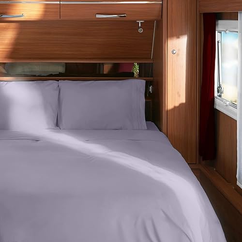 Mellanni RV Short Queen Sheets - 4 PC Iconic Collection Bedding - Hotel Luxury, Extra Soft, Cooling Bed Sheets - Deep Pocket up to 10 inch (RV/Short Queen, Hazy Lilac) - 1357 Hazy Lilac - RV / Short Queen