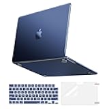 MOSISO Compatible with MacBook Air 13 inch Case 2025 2024 2023 2022 M4 A3240 M3 A3113 M2 A2681,100% Match Official Color,Slim Hard Case&Keyboard Cover&Screen Film for MacBook Air 13.6, Midnight Clear