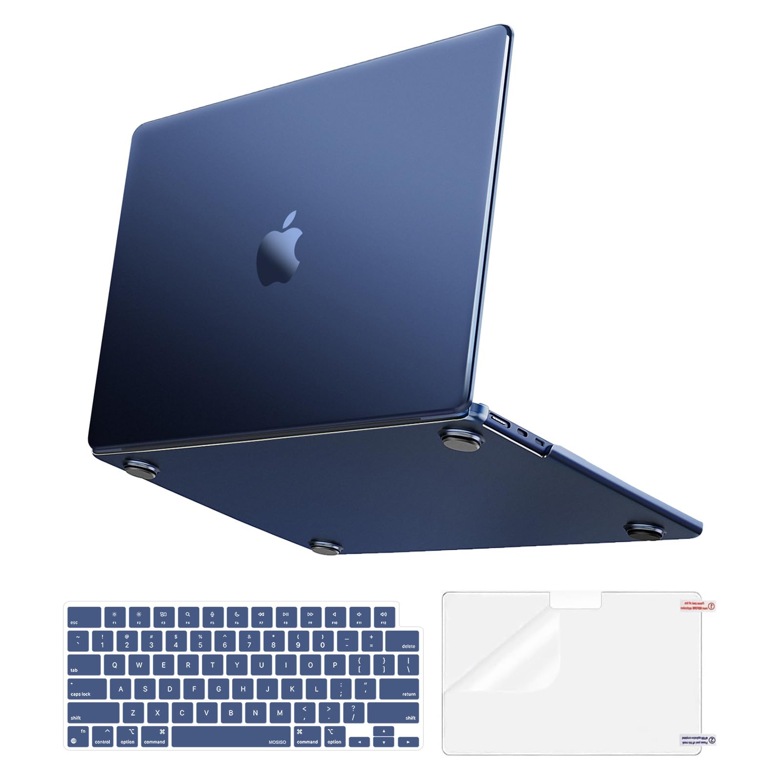 MOSISO Compatible with MacBook Air 13 inch Case 2025 2024 2023 2022 M4 A3240 M3 A3113 M2 A2681,100% Match Official Color,Slim Hard Case&Keyboard Cover&Screen Film for MacBook Air 13.6, Midnight Clear