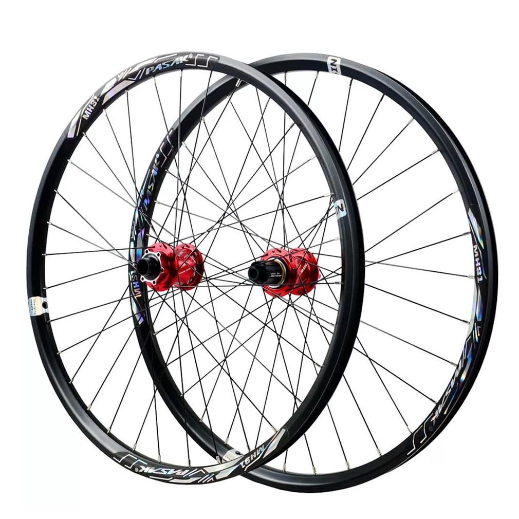 Juego De Ruedas Delanteras Y Traseras para MTB 26" 27,5" 29" Eje Pasante 110 * 20/142 * 12mm, Llanta De Doble Capa para Cassette De 7-12 Velocidades, Freno De Disco
