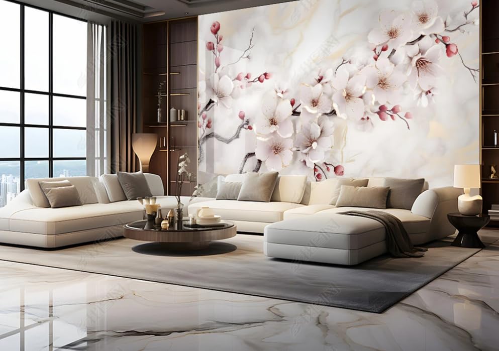 Tableaux muraux marbre prune et blanc pour salon élégant - 3