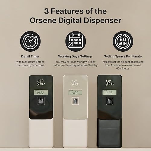 Miniatura 2 de Dispensador automático de fragancias LCD, montaje en paredABS de pie, dispensador de ambientador automático programable en aerosol para baño, hotel,