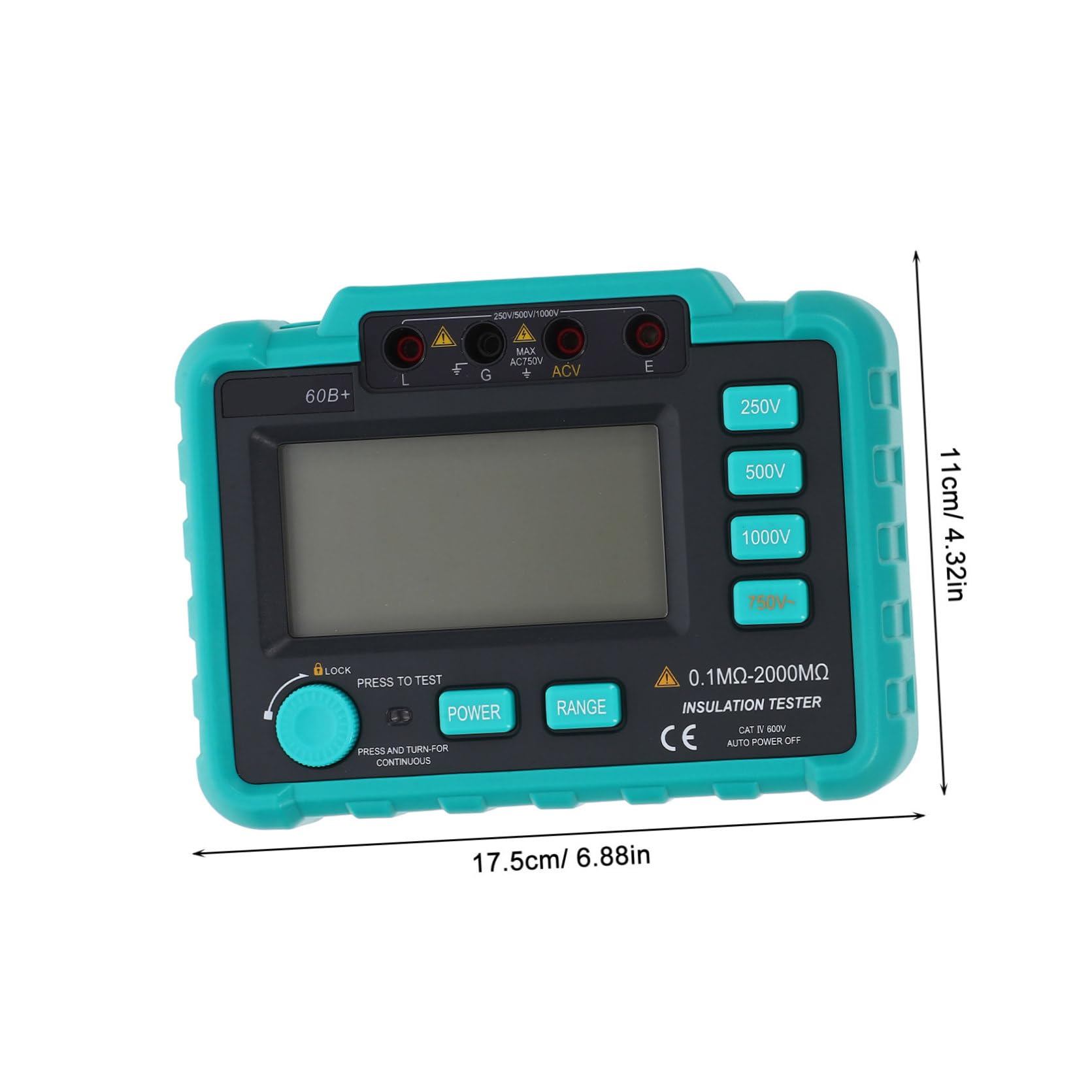 PartyKindom Elektronischer Isolierung Widerstand Tester Mit Lcd-display Und Hintergrundbeleuchtung Für Präzisionsmessungen Bei Motoren Und Elektrischen Anlagen
