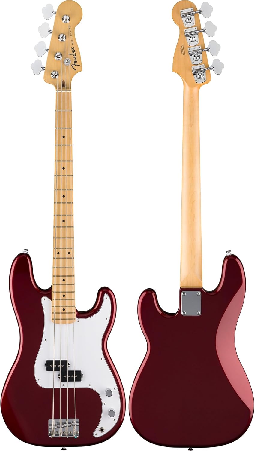 Fender Standard Precision Bass - Candy Cola Bundle with Strap, Guitar Cleaning Kit, and Austin Bazaar Instructional Video