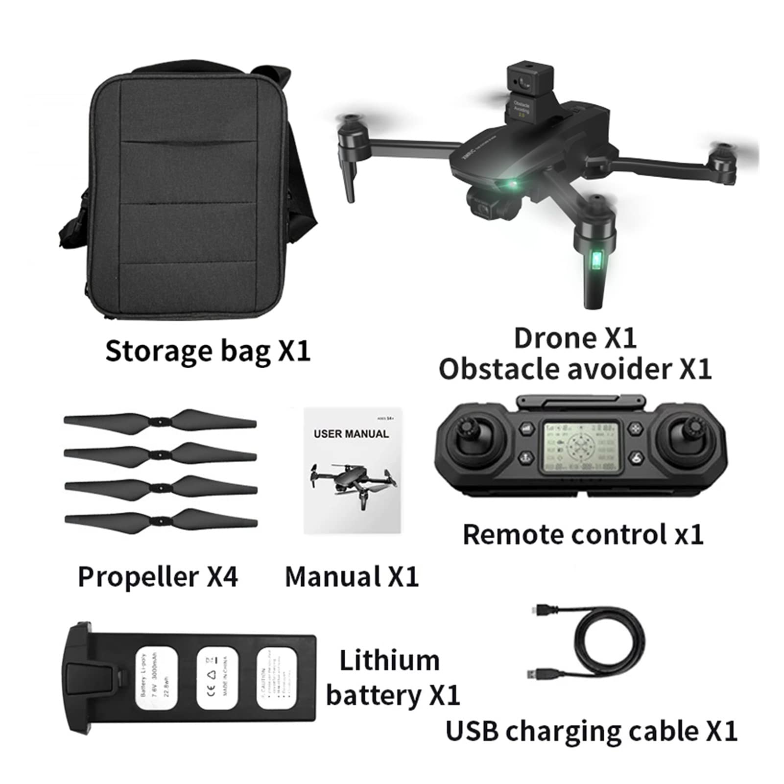 M9 PRO GPS Drony 360 ° Unikanie przeszkód 3- Gimbal EIS Kamera FPV Dron VS SG906MAX / PRO RC Zabawki dla dzieci dorosłych (Kolor: Megafon)