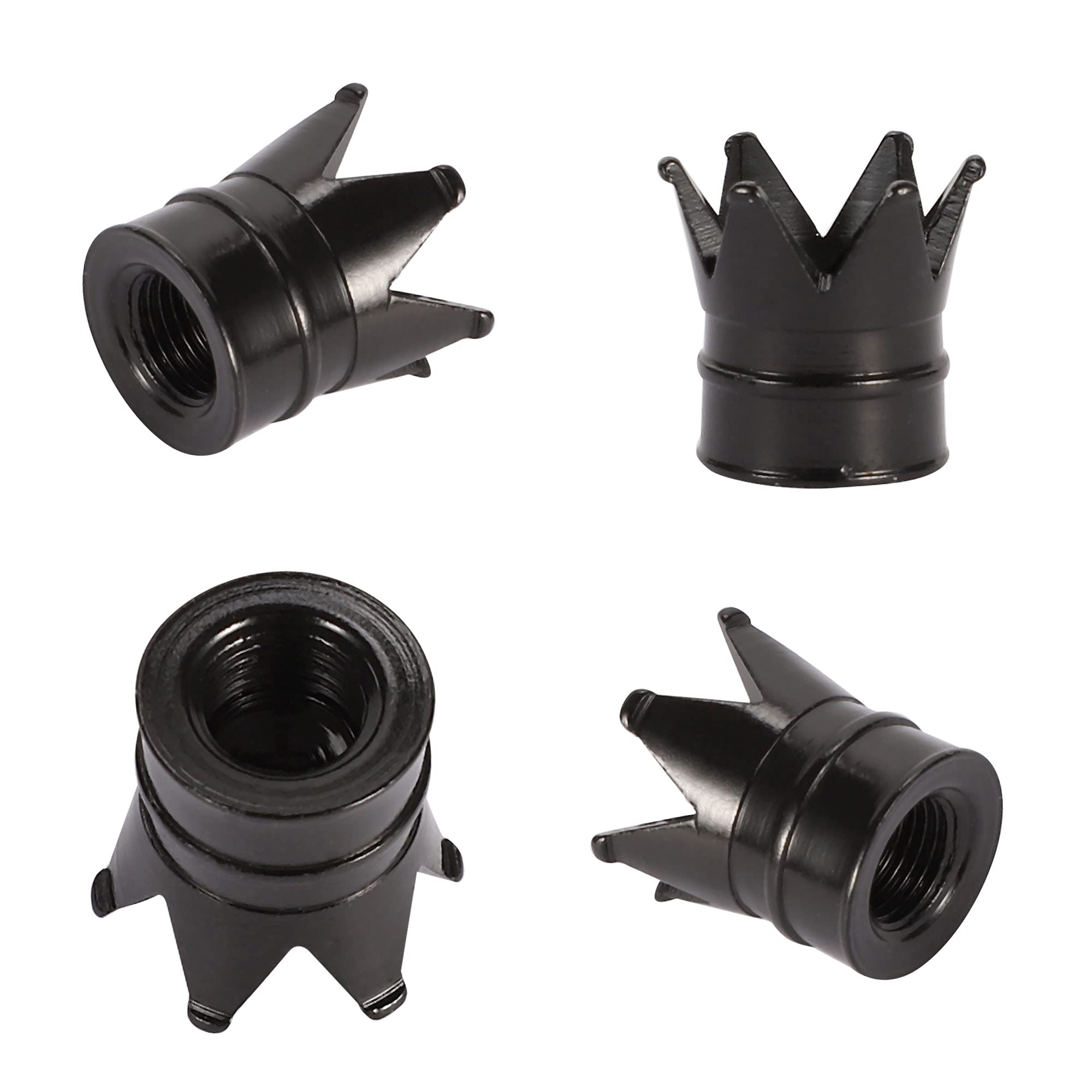SHENKENUO Universal Hex Black Aluminum Tire Valve Stem Caps – 4-Pack For Cars