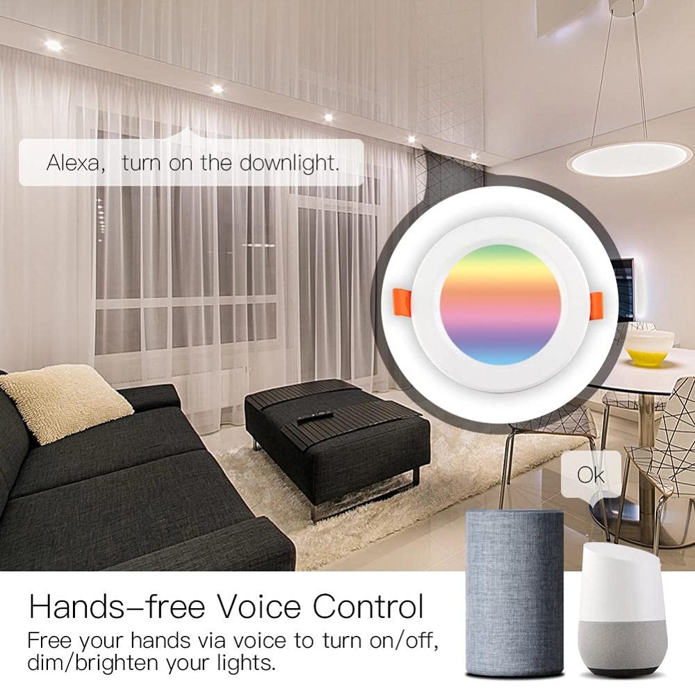 WiFi Smart LED Downlight Dimmerabile Faretto rotondo 7W RGB Cambio colore 2700K-6500K Lavora con Alexa Google Home-RGB_2_PCs