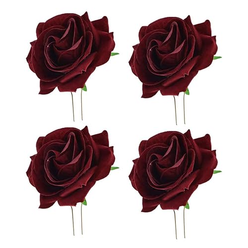 Tendycoco - Broche para el pelo con forma de U, diseño bohemio, para bodas, hawaii, playa, fiestas, 4 unidades, color rojo, talla 1, Burdeos