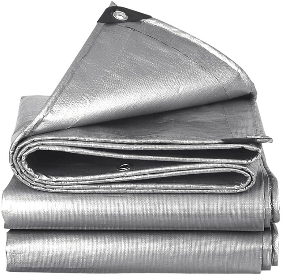 THABATAD 20' x 30' Tarps Heavy Duty Waterproof, 10 Mil Silver Poly Tarp Cover, UV