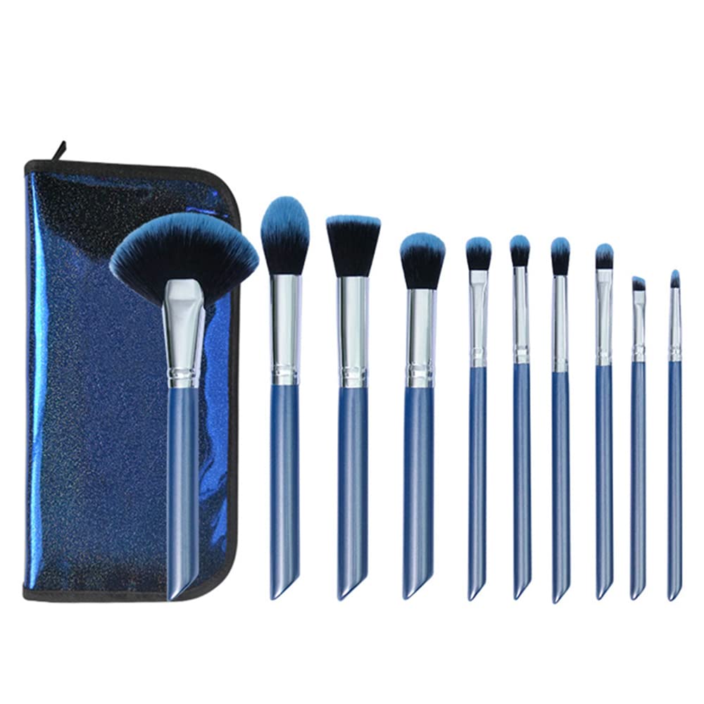 Xaena Makeup Brush Set of 10, Including 4 Facial Makeup Brushes and 6 Detail Brushes, Advanced Synthetic Fibers Used to Apply Foundation and Outline Eye Shadow, etc., Send Makeup Bag, Suitable for Gifts and Travel (Blue Starry) : Beauty & Personal Care