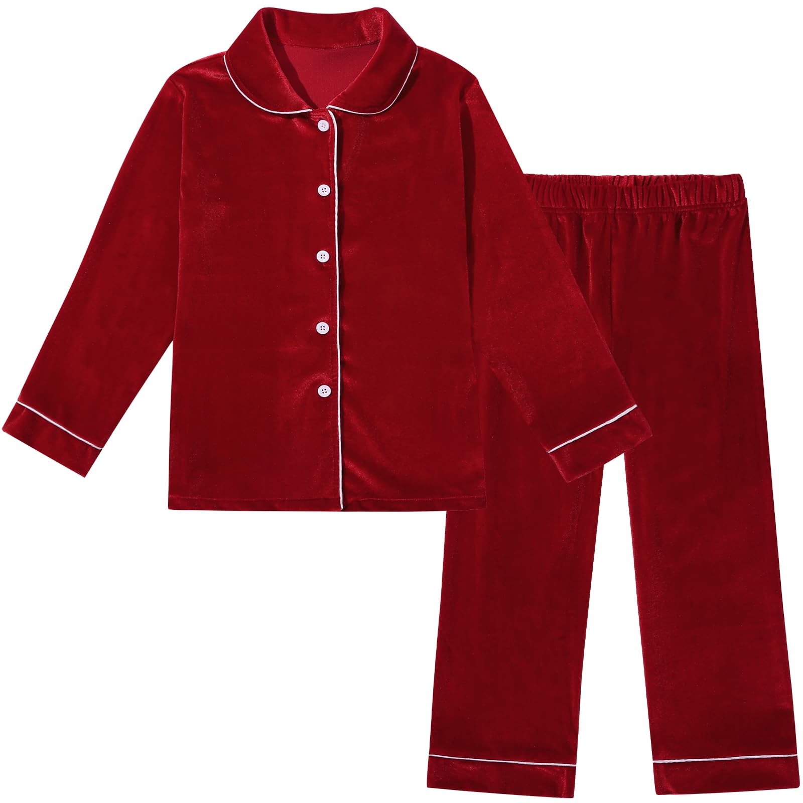 Bambini Ragazzi Ragazze Set di Velluto 2 PZ Tinta Unita Manica Lunga Bottone Giù Outfit Velour per Bambino Grande Piccoli Bambini 3M-13Y