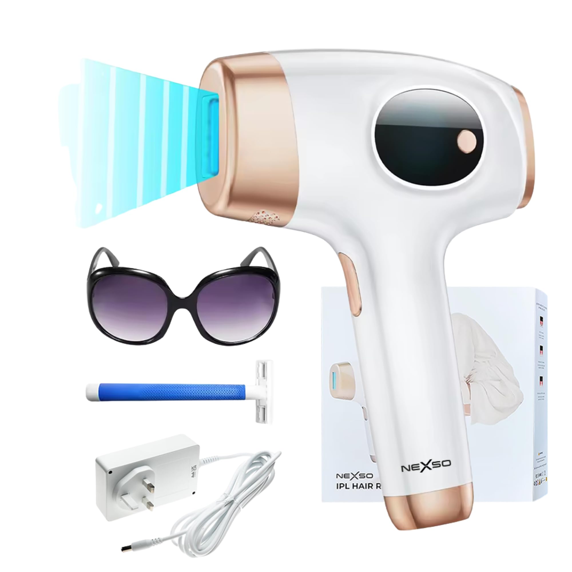 Nexso IPL Laser Hair Removal Machine | Hair Removal for Women & Men 9 Energy Levels, 999,999 Flashes - Skin Rejuvenation & Acne Treatment, Cooling Tech, Painless & Efficient Hair Laser Removal