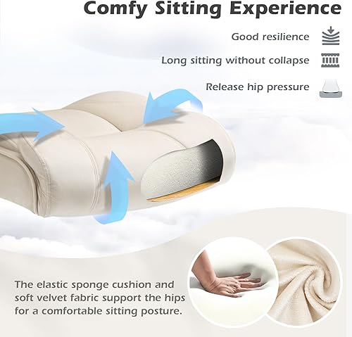 Miniatura 4 de SEATZONE Silla ejecutiva de oficina en casa, respaldo alto, terciopelo suave con reposabrazos abatibles, altura ajustable y soporte lumbar, cómoda