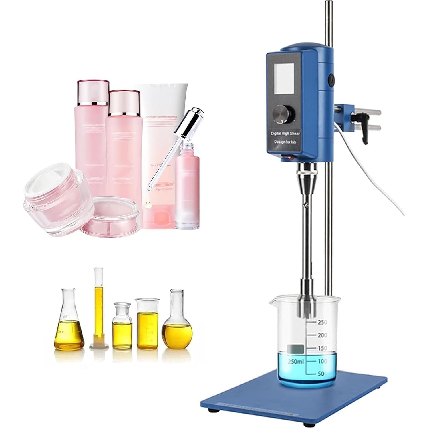 500w Lab Cantilever Dispersing Machine, High Speed Dispersing Homogenizer, High Shear Cosmetics Homogenizing Tool for Laboratory, 2000~28000rpm Speed 5-10000ml Processing Capacity(28G)