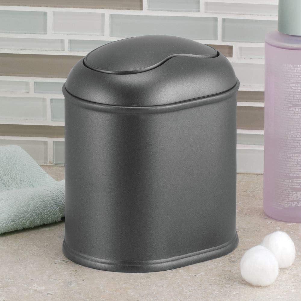 mDesign Practical Bathroom Bin with Lid – Stylish Rubbish Bin Made of ...