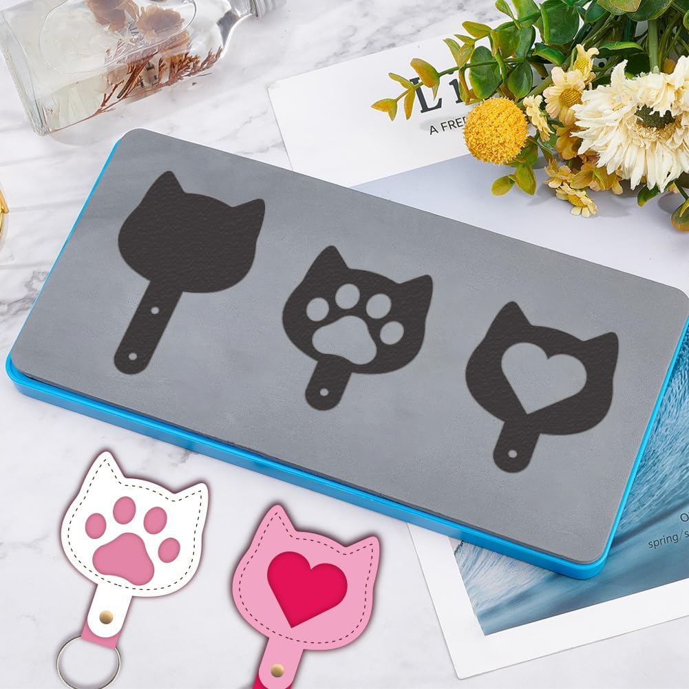 SUPERDANT 1 Pcs Cat Paw Leather Die 10x5 Inch Wooden Die Cut Shape for Leather Keychain Pendant Handmade Crafters Tool Compatible with Cutting Machine