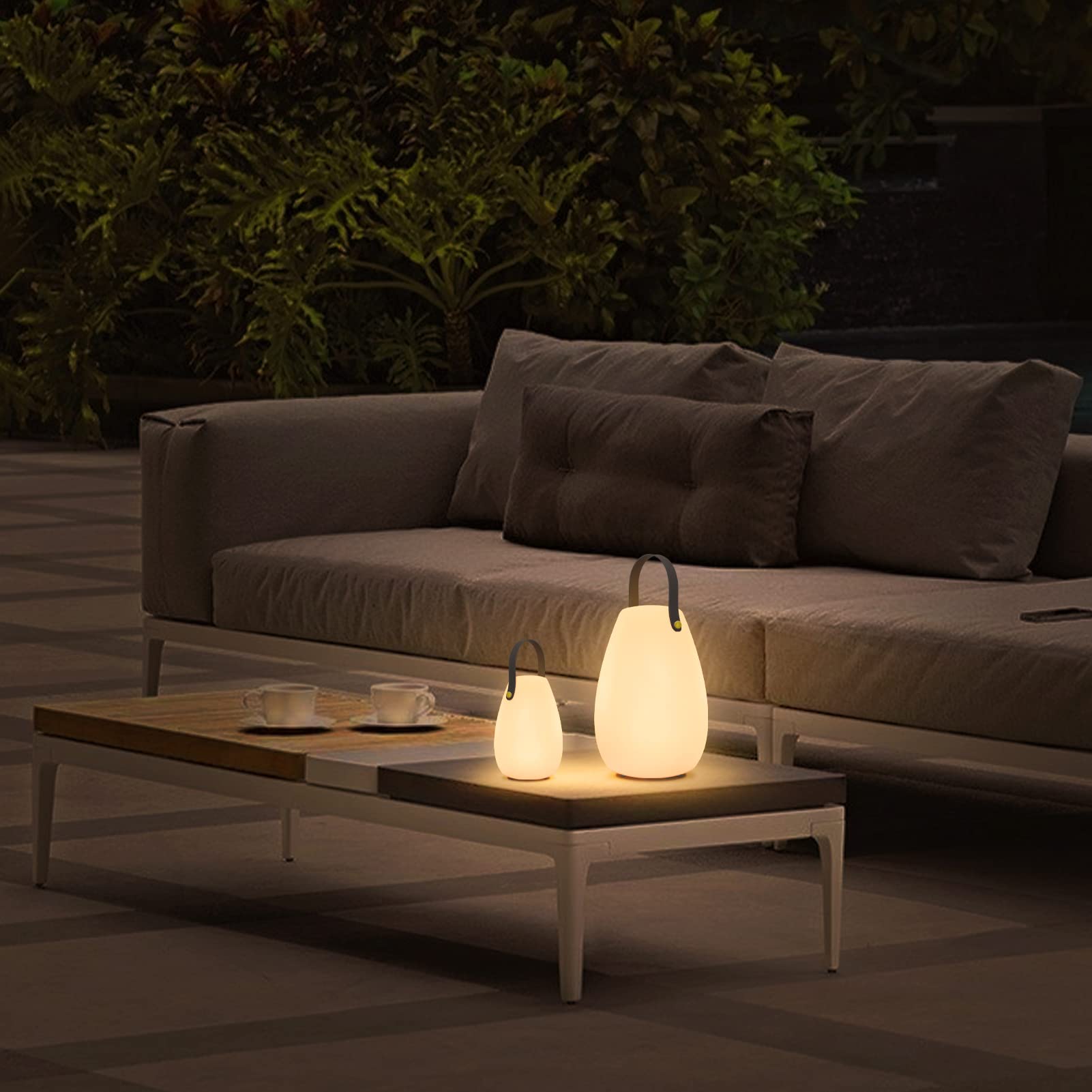 MALUX 2 Stück LED Outdoor Lampe Kabellose Tischlampe Dimmbare IP44 Campinglampe mit Fernbedienung für Garten Terrasse Balkon Hof Camping Ferienhaus