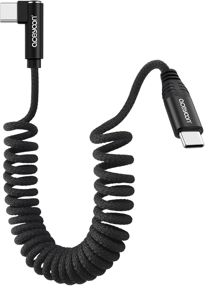 Amazon.co.jp: aceyoon USB C ケーブル 太い コイル型 伸びる 単側 L字