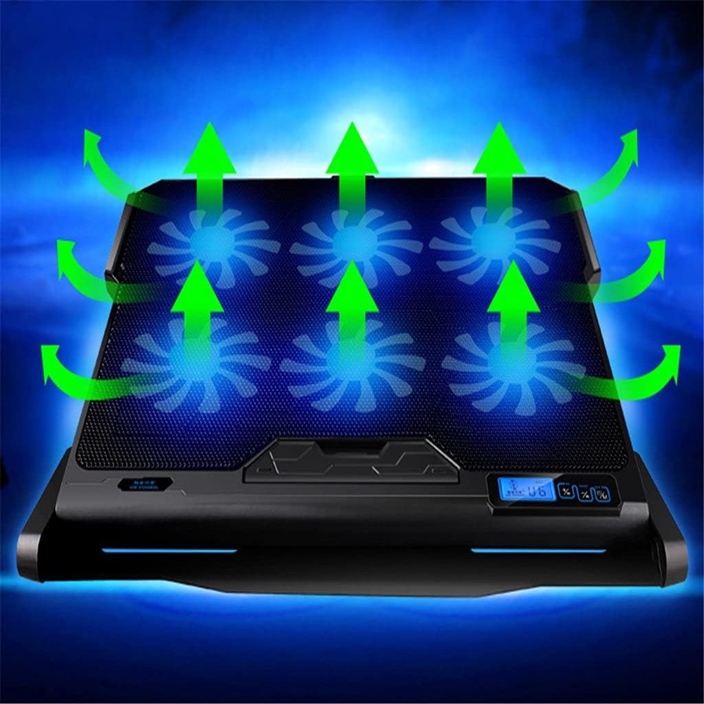 Laptop Cooling Pad 6 Fans and Cooler with Light LCD Display Notebook Stand for 12-16 Inch
