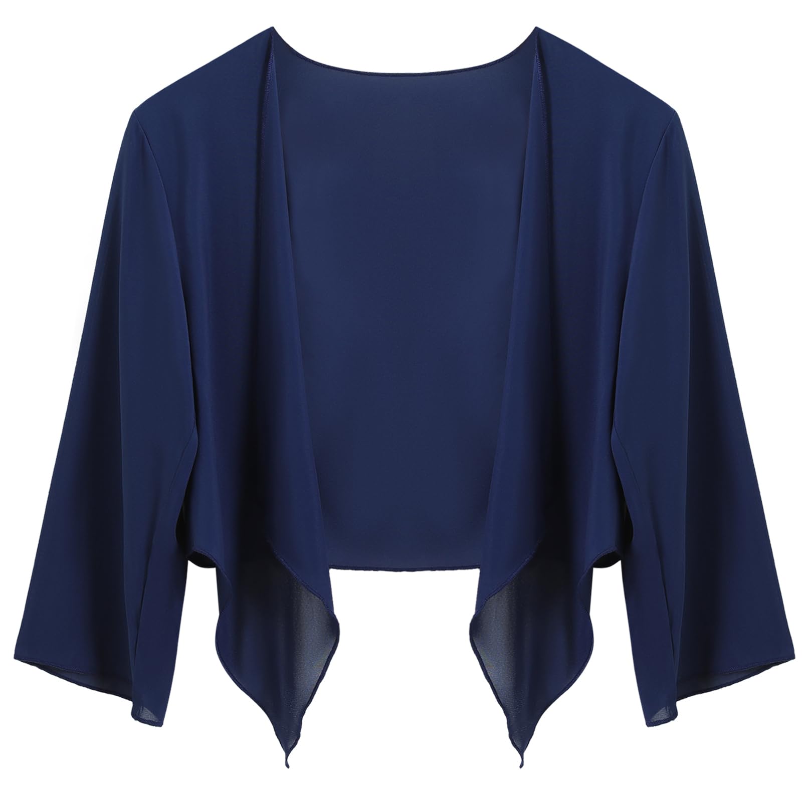 Irevial Cardigan de Gasa Mujer Elegante Bolero 3/4 Mangas Chaqueta de Gasa Blazer Cardigan Ligero Casual Rebecas Dobladillo Irregular para Primavera Verano Otoño