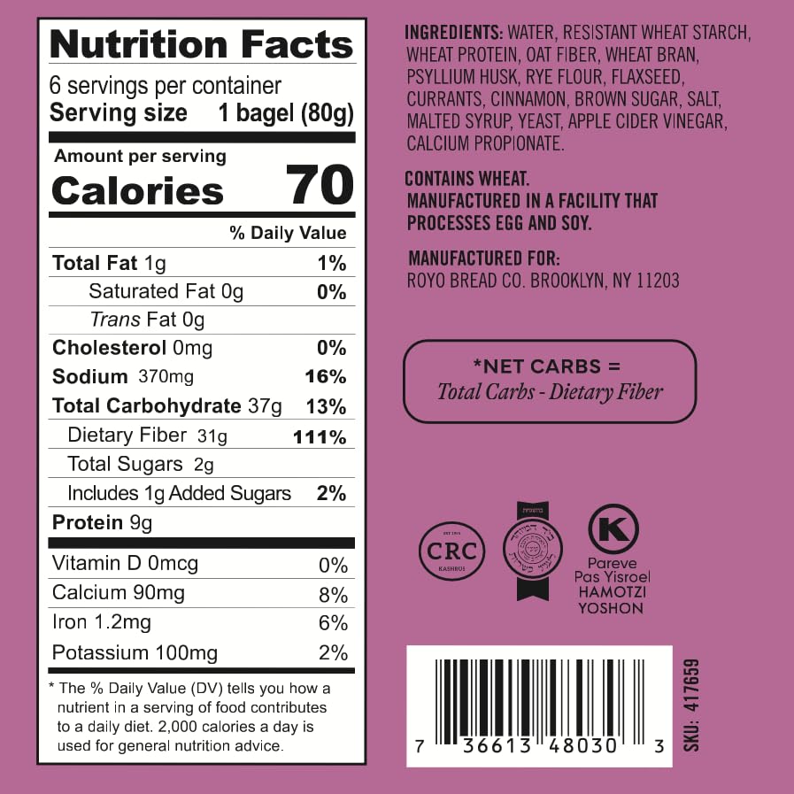 Image of ROYO Classic Bagels, 70-80 Calories, 5-6G Net Carbs,10G Protein