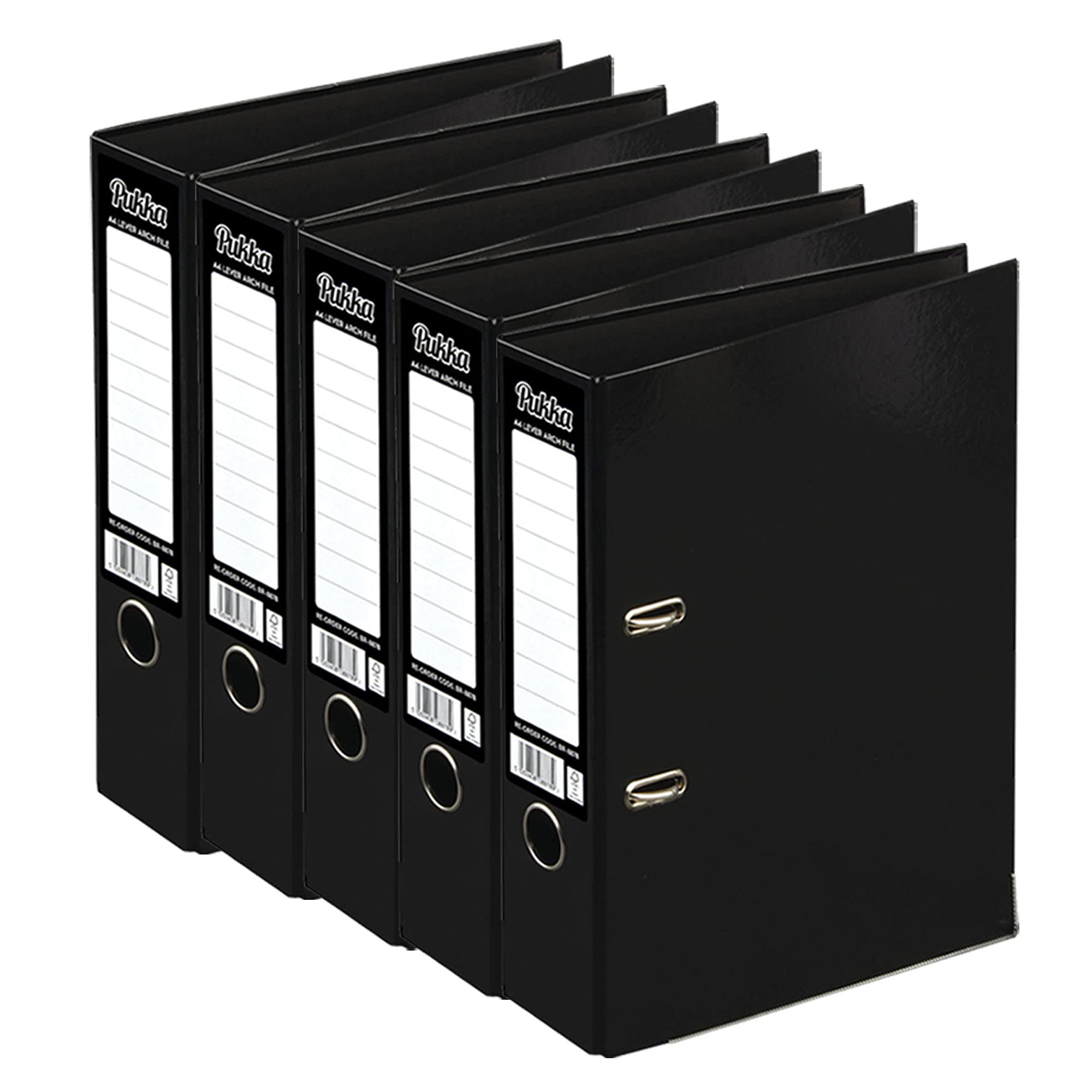 ED 5 x Pukka A4 Glossy 2-Ring Lever Arch File School Work Office 75mm Spine File Organiser (Black) — image 1