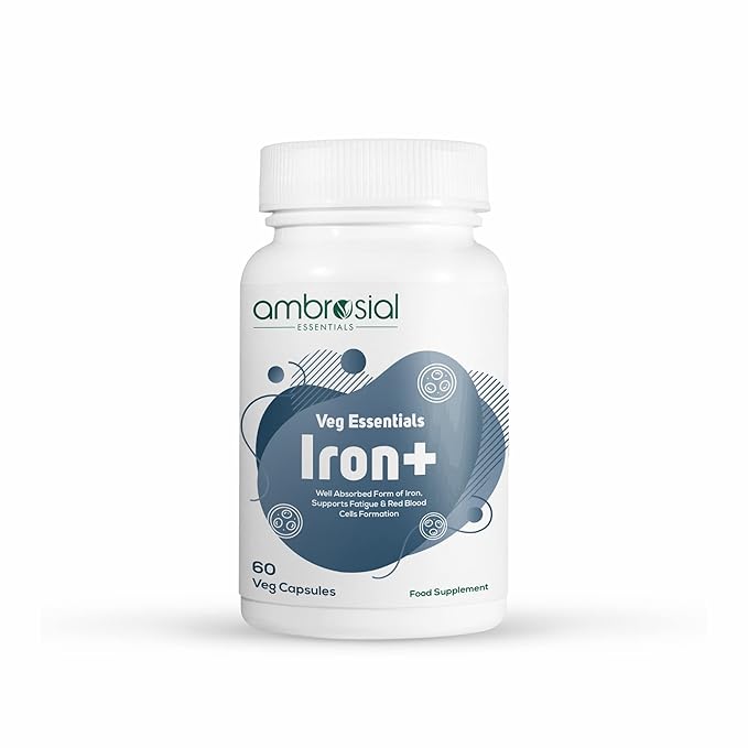 Ambrosial Iron Tablets High Strength 25mg Iron Supplement for Women & Men Blood Support