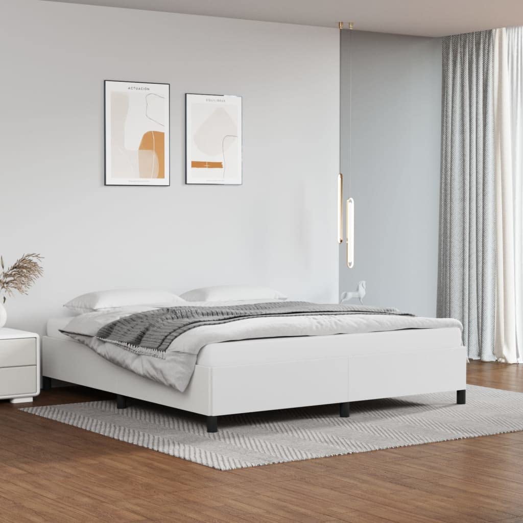 vidaXL Polsterbett Kunstlederbett Bett Doppelbett Bettgestell Bettrahmen Lattenrost Schlafzimmerbett Schlafzimmermöbel Weiß 180x200cm Kunstleder