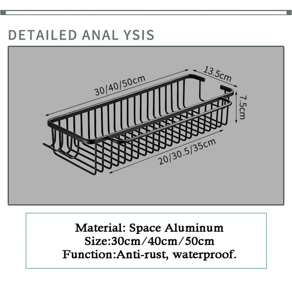 Estantes de baño exquisitos Estante de soporte de baño de aluminio con espacio para carrito de ducha, Organizador de cocina negro, Cesta de champú Estante de almacenamiento de ducha Estante de almacen