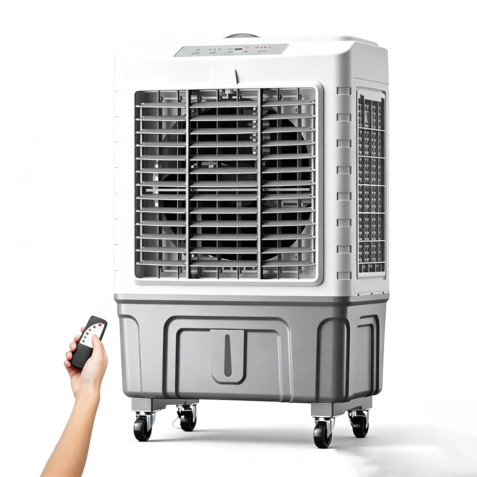 WNGJZZYC Swamp Cooler, 1800 CFM Evaporative Air Cooler, 4 Ice Box & Large Capacity Tank, 120° Auto Oscillation with Remote, 3-in-1 Cooling Unit for Outdoor Office Home(H 102cm/40in)
