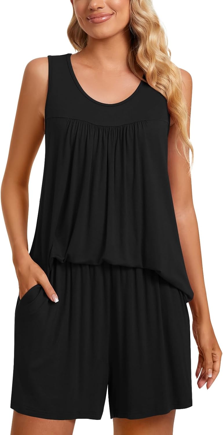 TAOHUADAO 2 Piece Women's Sleeveless Pajama Sets, Lounge Sleepwear Ladies Pjs Sets with Pockets - Image 2