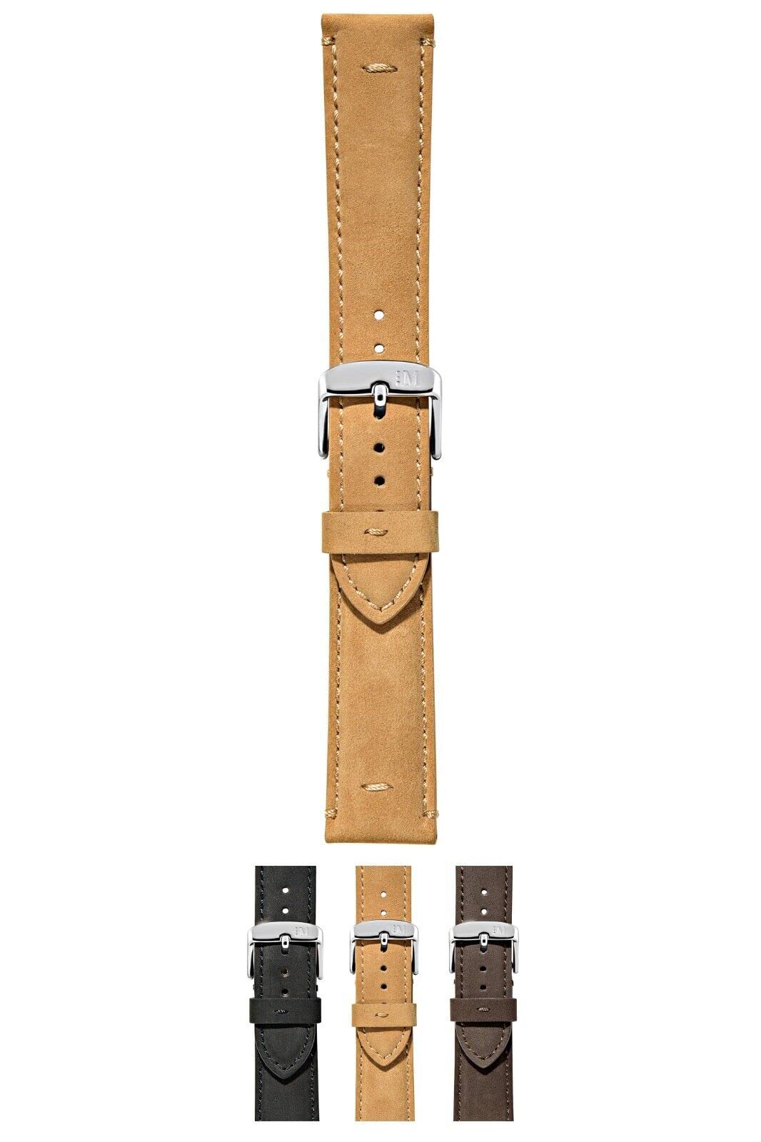 Morellato Bernini Genuine Nubuck Leather Watch Strap - Light Brown - 18mm - Chrome-Plated Stainless Steel Buckle - MANUFATTI Collection