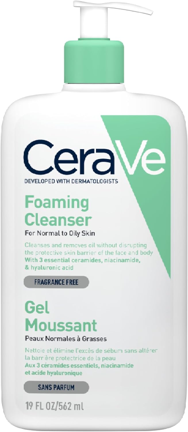 CeraVe Normal ve Yağlı Ciltler için Seramid İçerikli Köpüren Temizleyici Yüz Vücut 562 ml