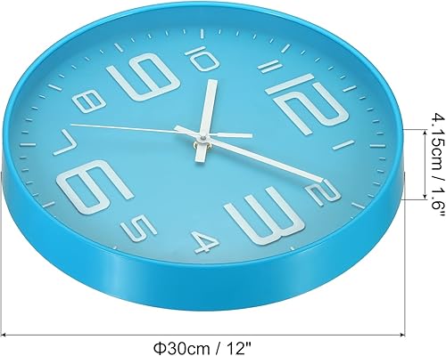 Miniatura 2 de PATIKIL Reloj de pared de 12 pulgadas, funciona con pilas, movimiento de barrido silencioso sin tictac, números 3D blancos, relojes redondos para
