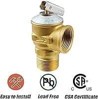Vista 4 de 3/4 Inch IPS Isolator Tankless Water Heater Service Valve Kit with Pressure Relief Valve, Clean Brass, 3/4 Inch Service Installation Valve for